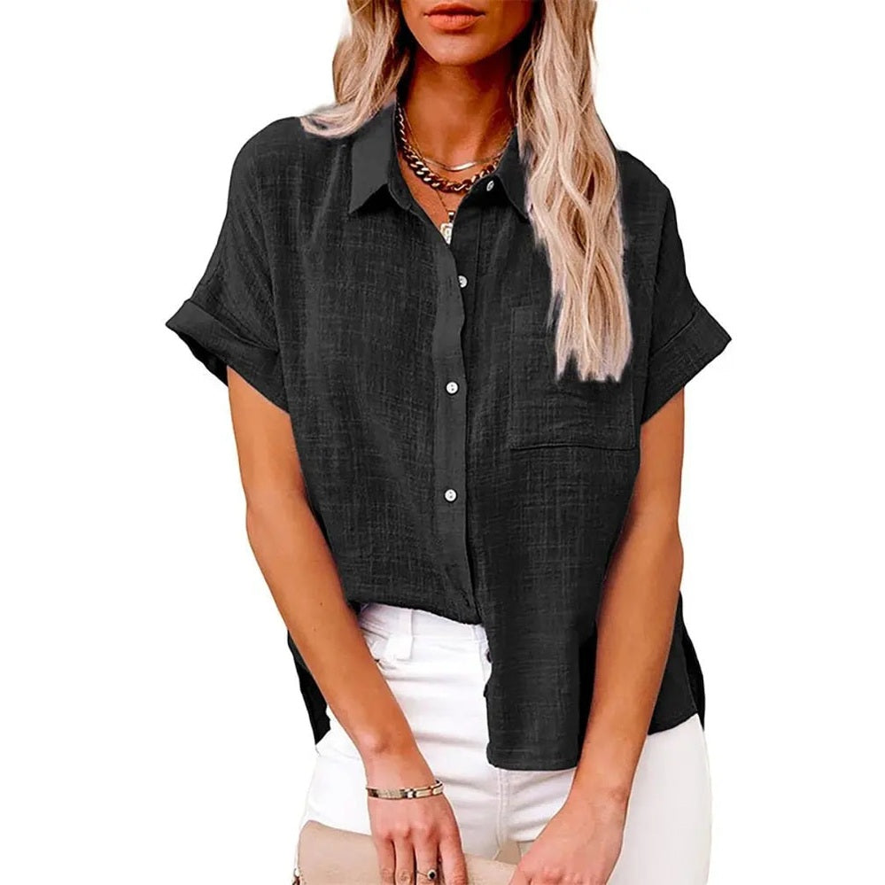 nova relaxed short sleeve blouse with breathable fabric for summer outings