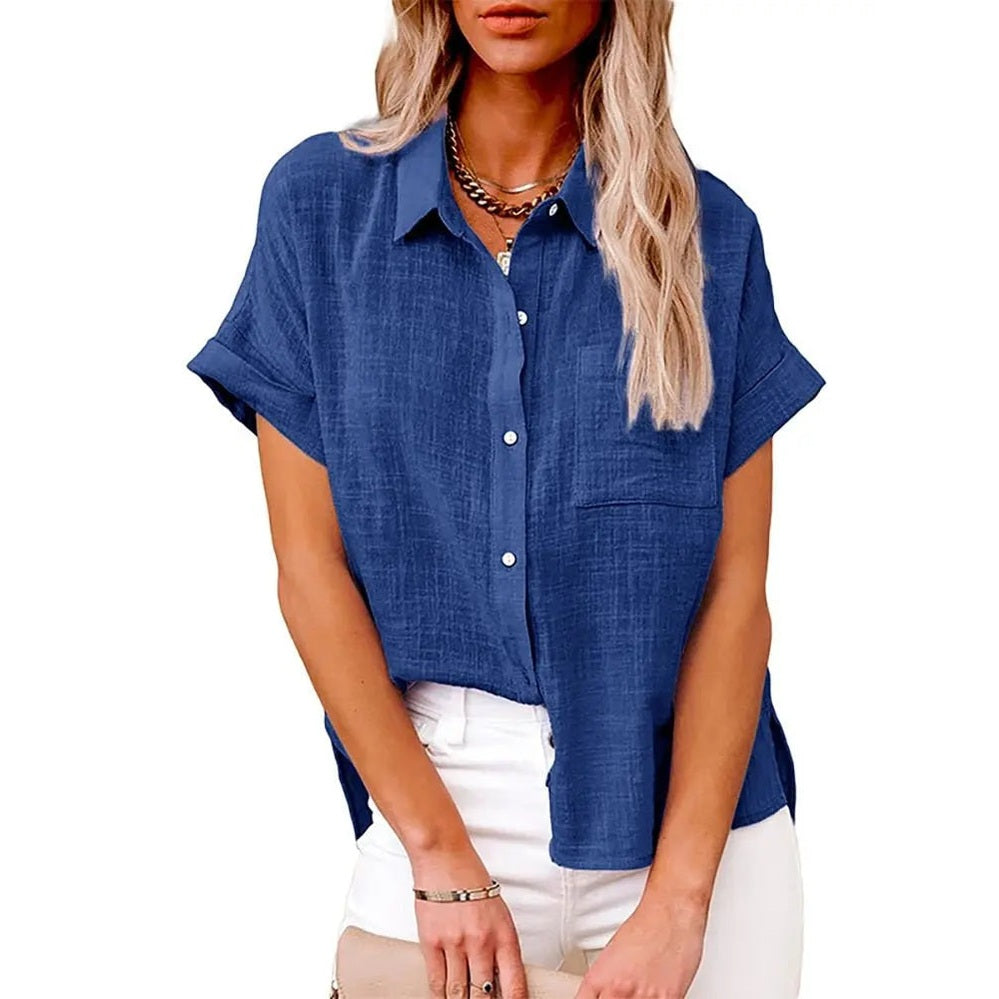 nova relaxed short sleeve blouse with breathable fabric for summer outings