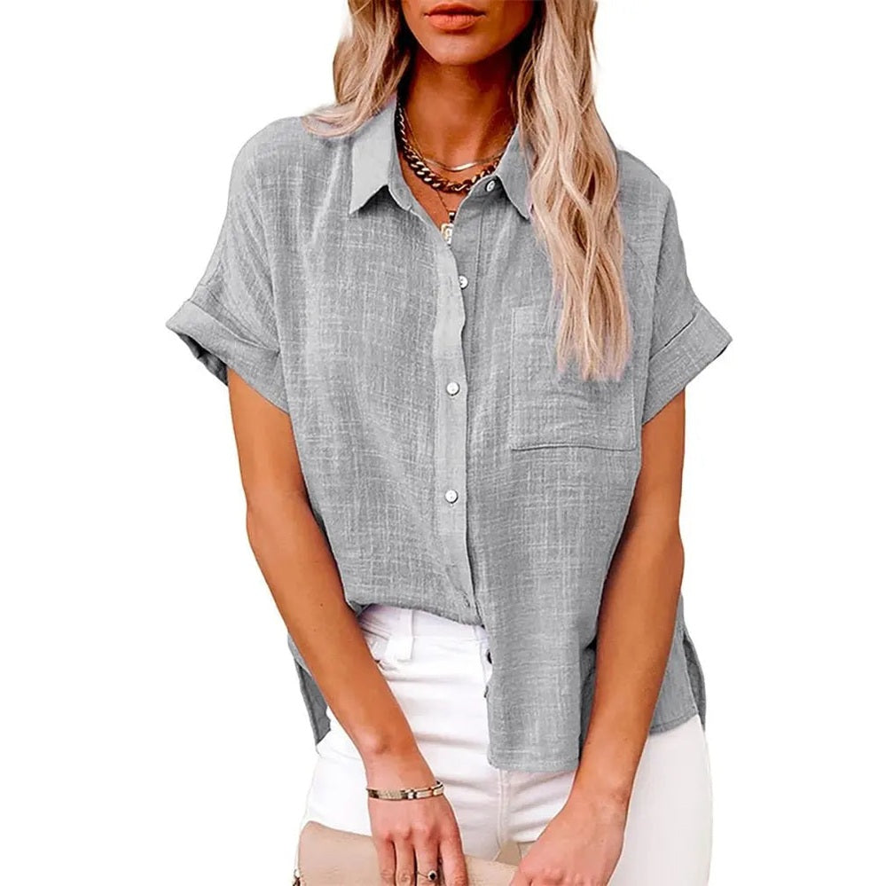 nova relaxed short sleeve blouse with breathable fabric for summer outings