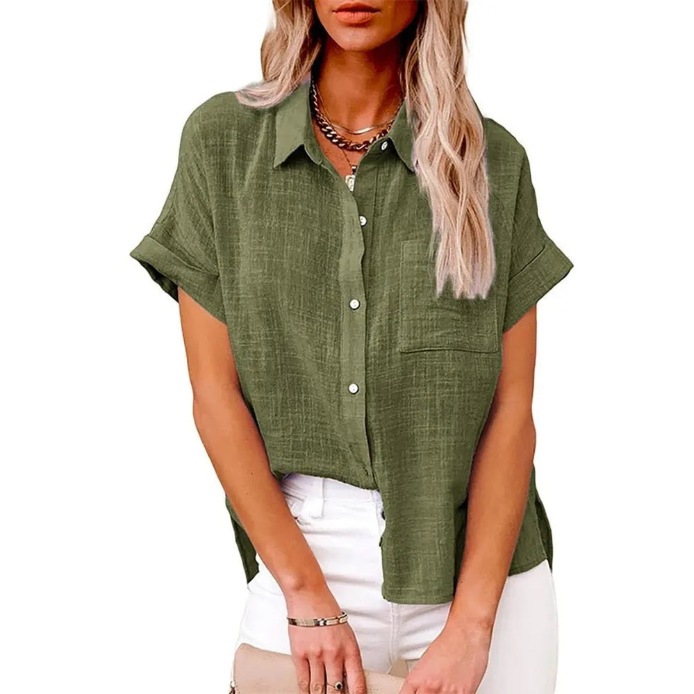 nova relaxed short sleeve blouse with breathable fabric for summer outings