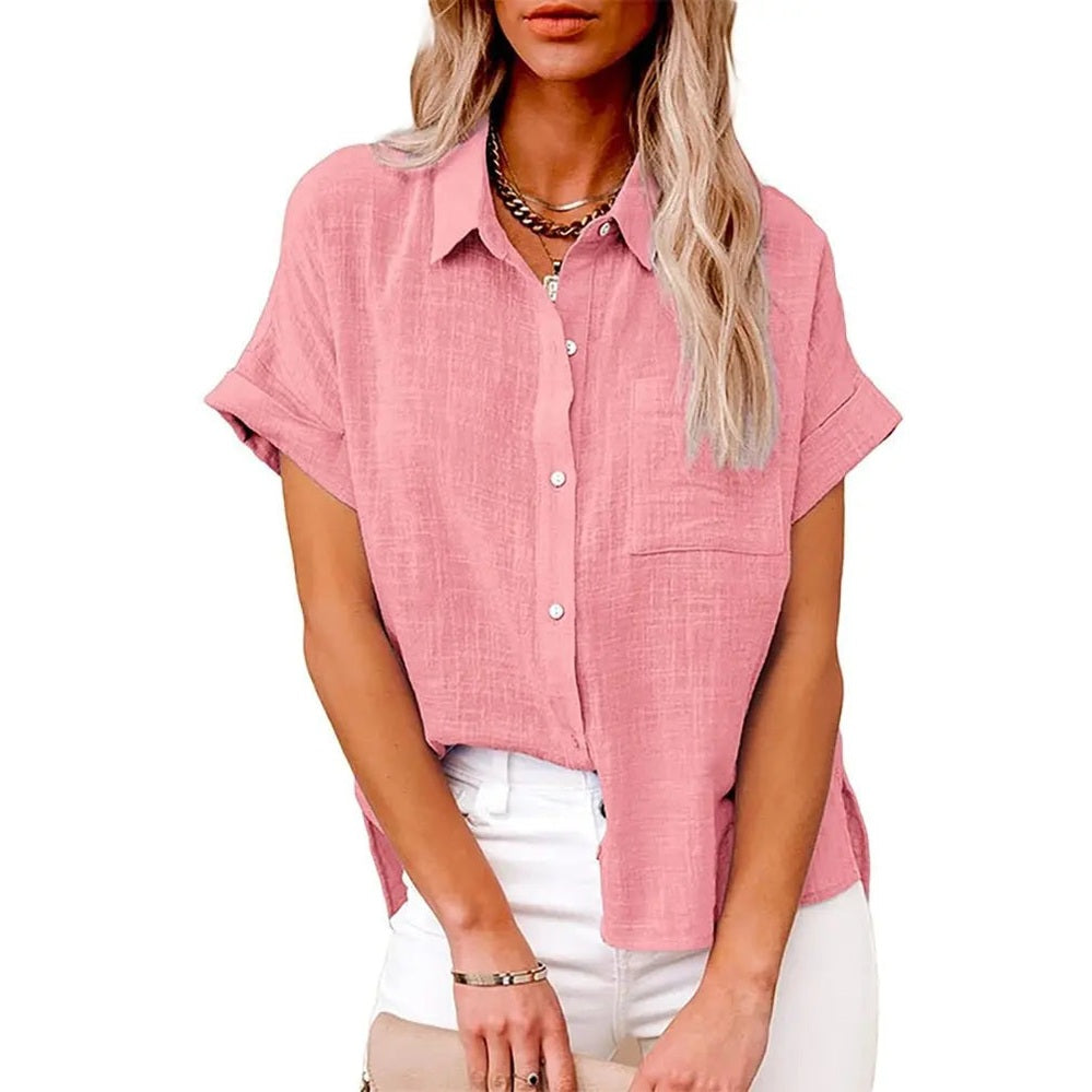nova relaxed short sleeve blouse with breathable fabric for summer outings