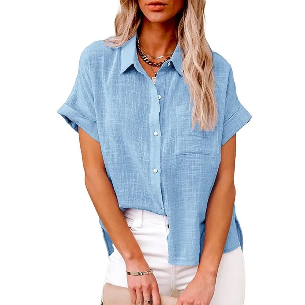 nova relaxed short sleeve blouse with breathable fabric for summer outings