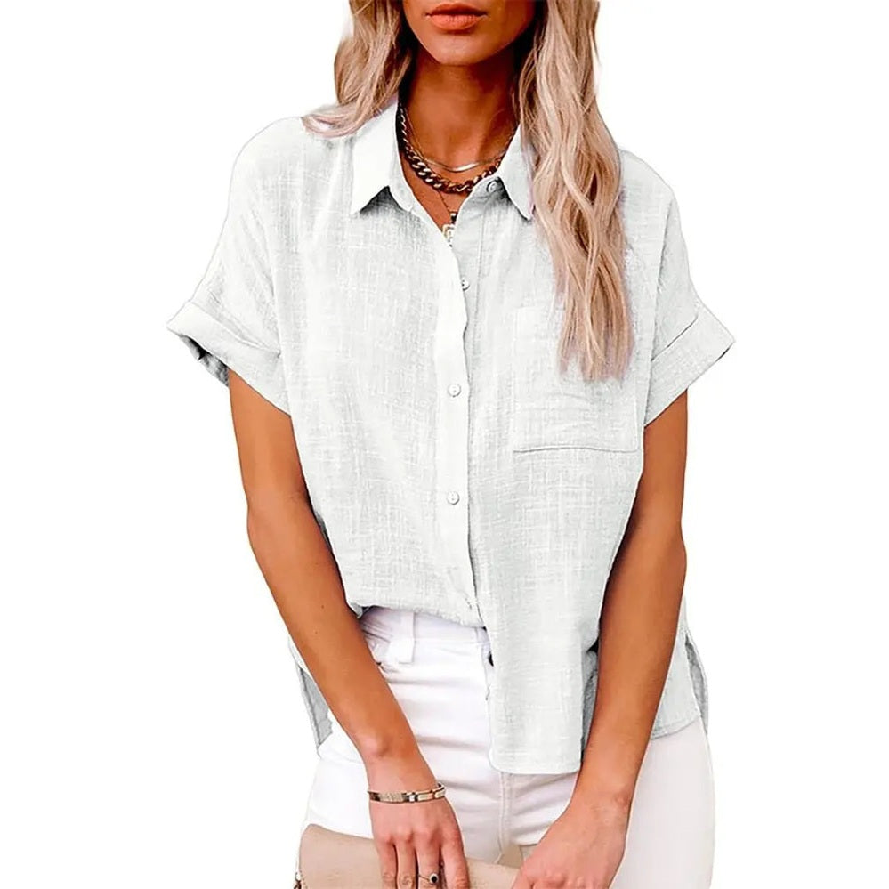 nova relaxed short sleeve blouse with breathable fabric for summer outings