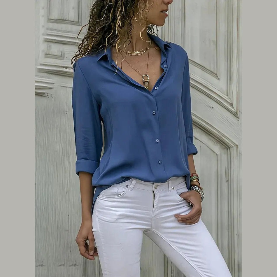astra soft women's blouse with collar neckline for casual and office wear