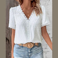 luna elegant women's blouse with v neck and artistic patchwork for everyday wear