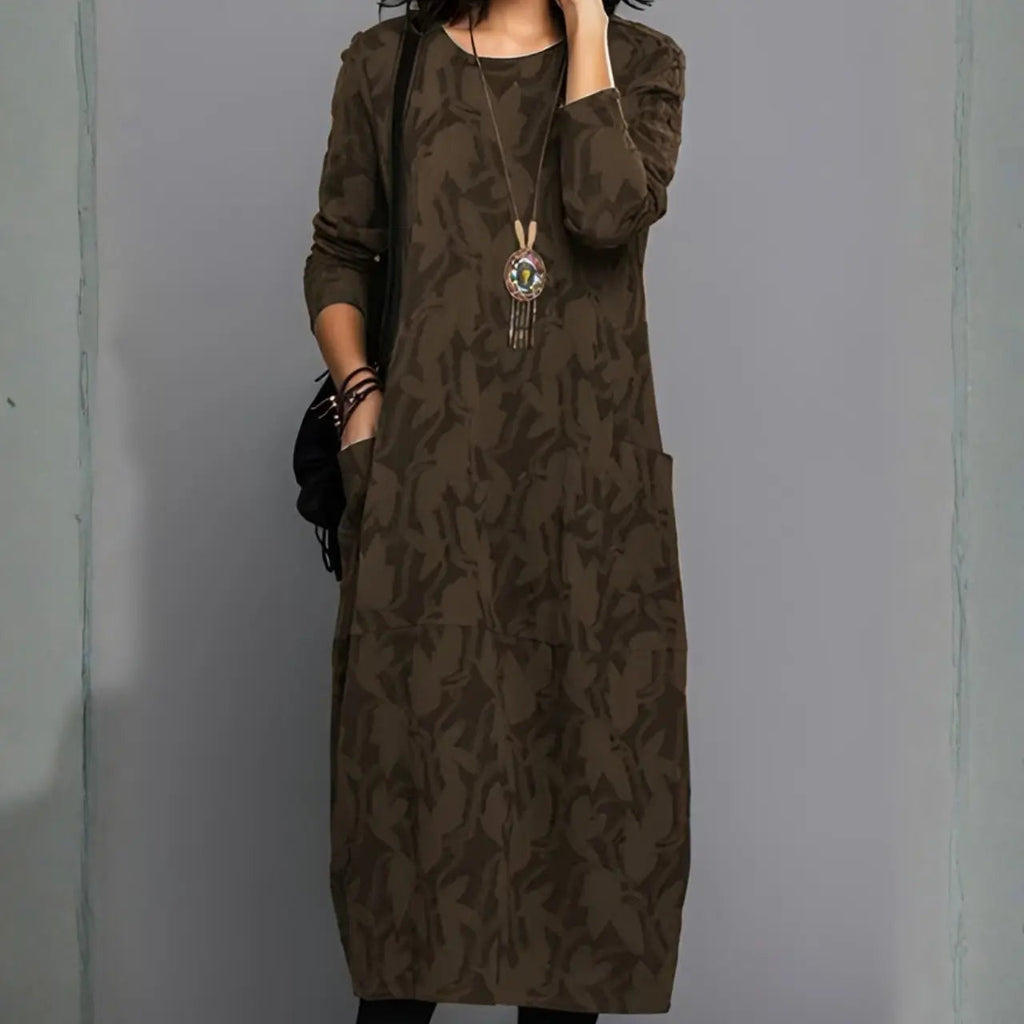 lunara elegant winter dress with classic patterns for winter weddings and casual