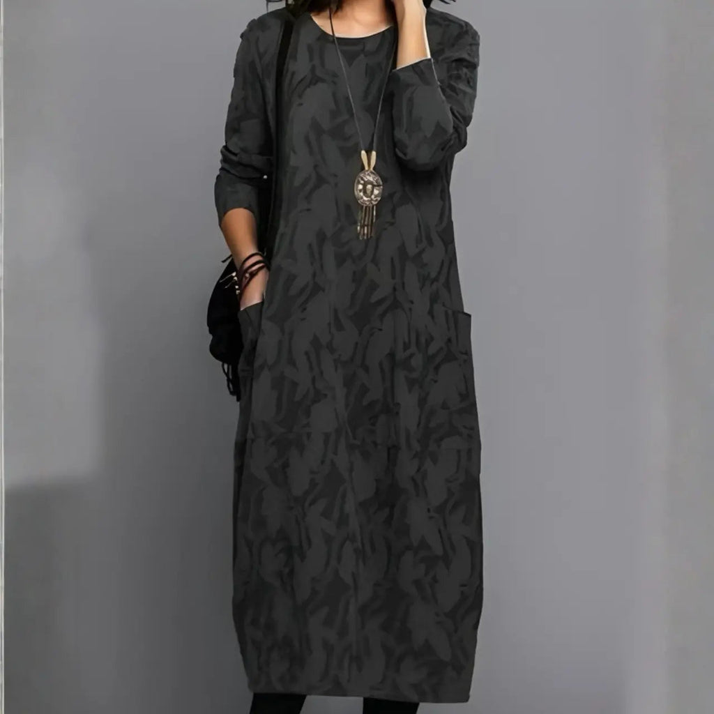 lunara elegant winter dress with classic patterns for winter weddings and casual