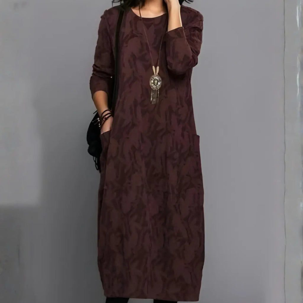 lunara elegant winter dress with classic patterns for winter weddings and casual