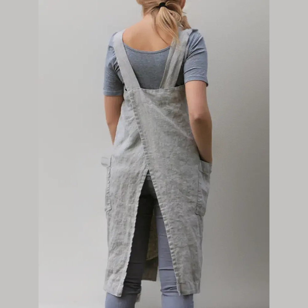 astra stylish cotton apron dress with pockets for cooking and crafts