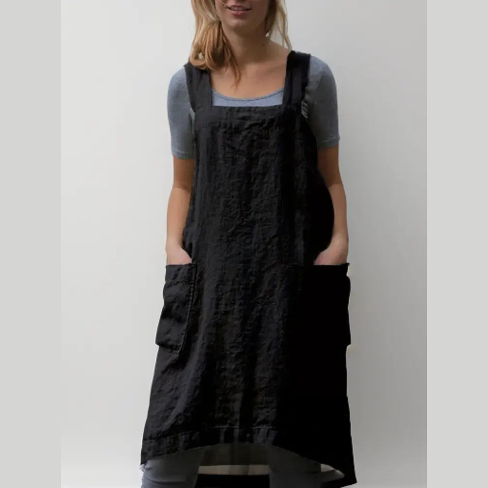 astra stylish cotton apron dress with pockets for cooking and crafts