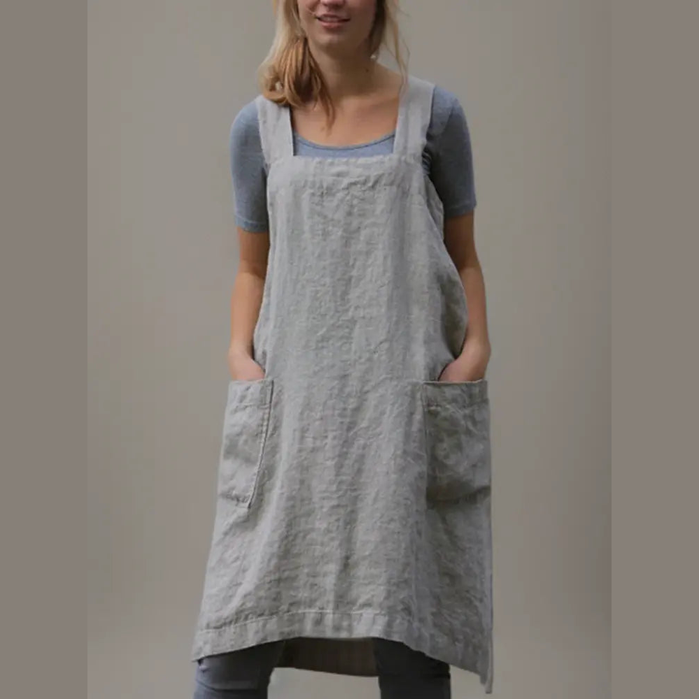 astra stylish cotton apron dress with pockets for cooking and crafts