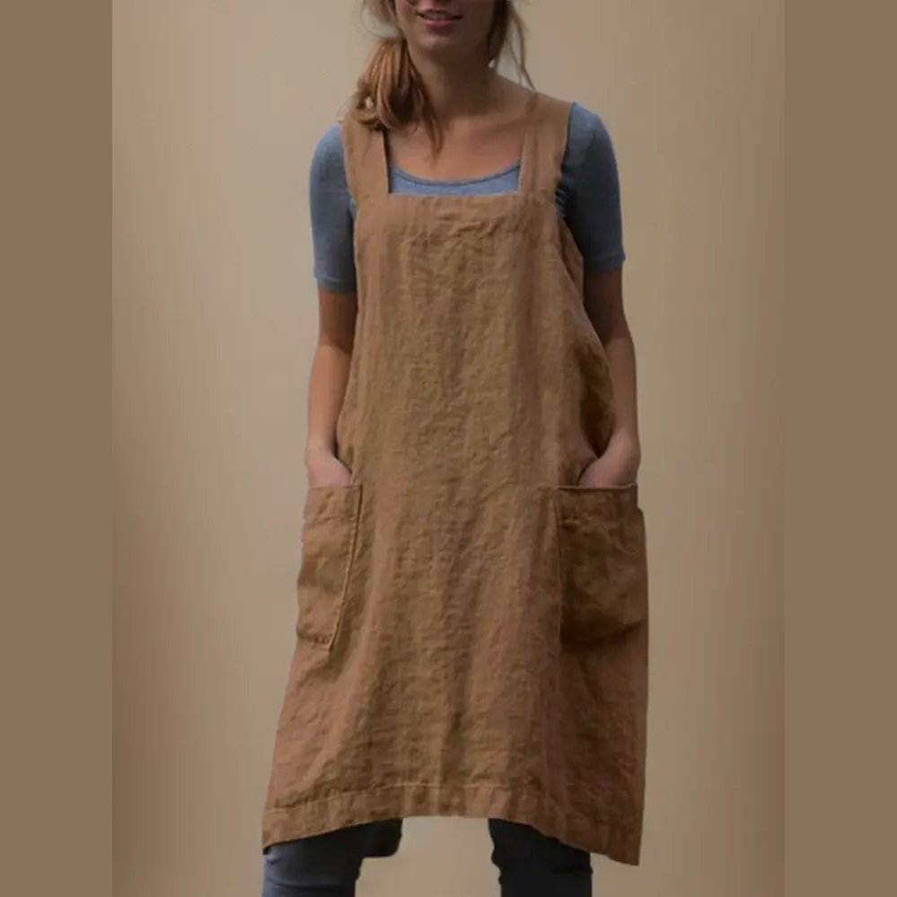 astra stylish cotton apron dress with pockets for cooking and crafts