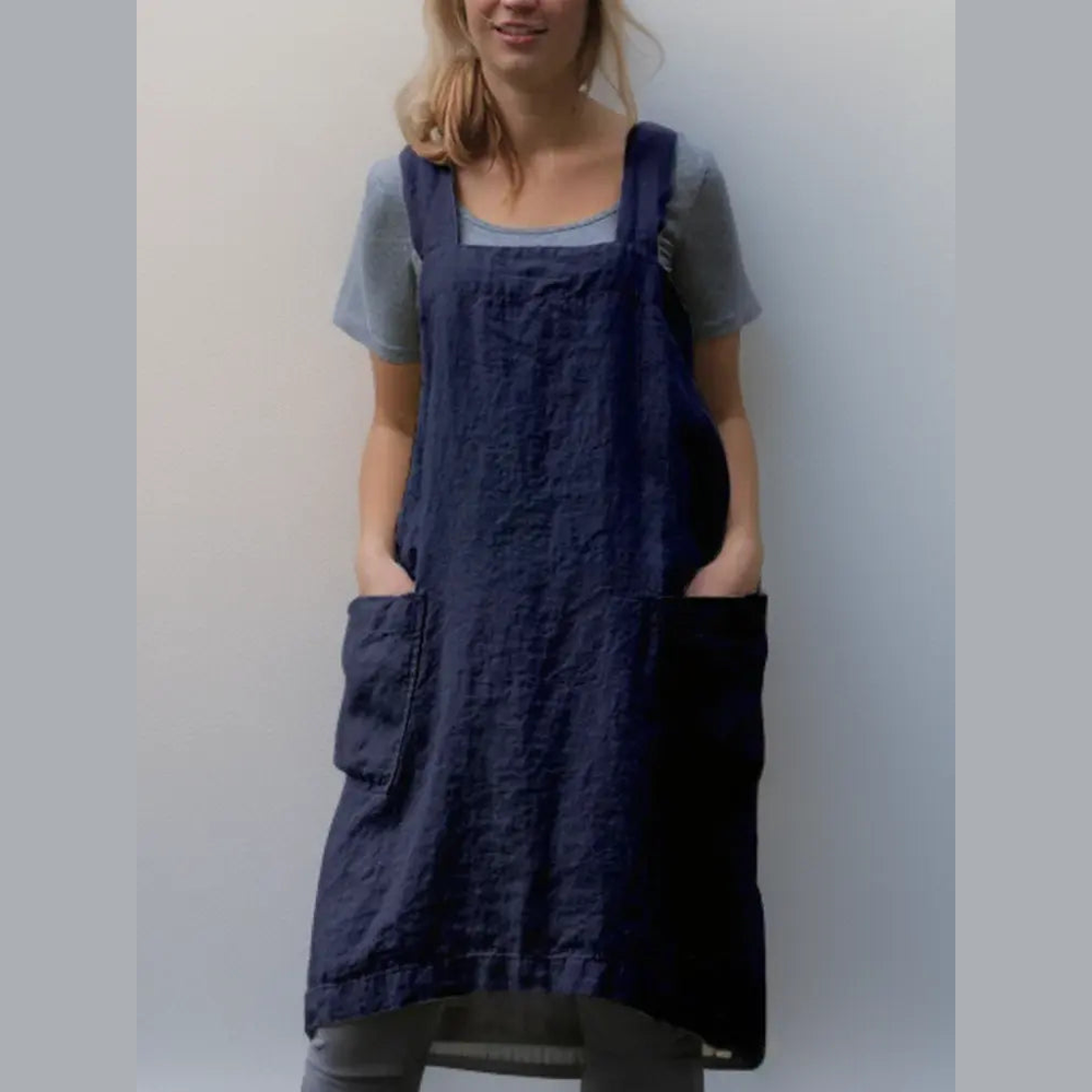 astra stylish cotton apron dress with pockets for cooking and crafts
