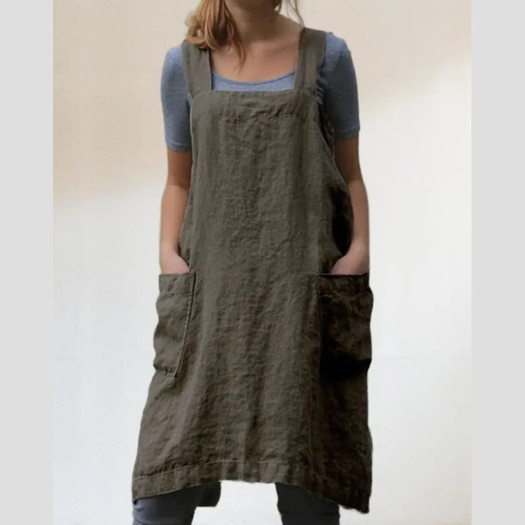 astra stylish cotton apron dress with pockets for cooking and crafts