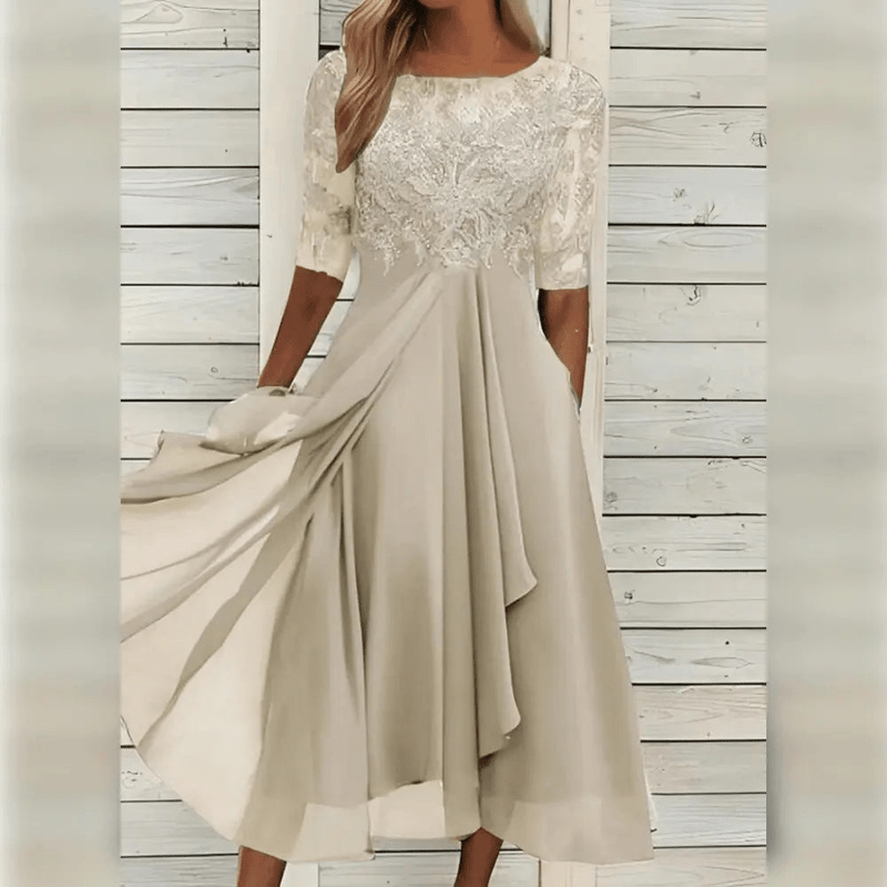 aria elegant midi dress with high waist for office and special occasions