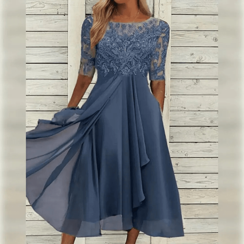 aria elegant midi dress with high waist for office and special occasions