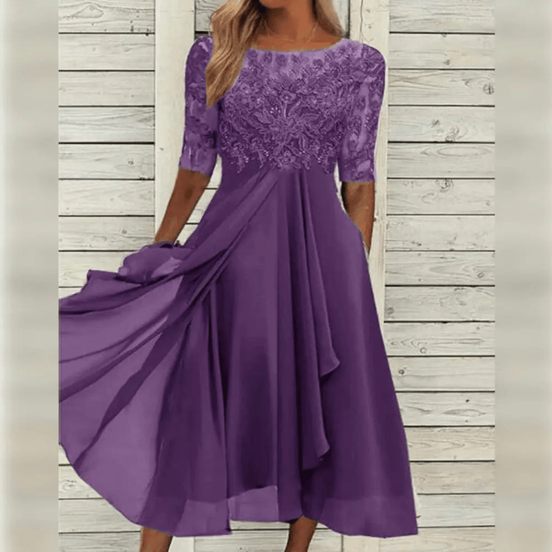 aria elegant midi dress with high waist for office and special occasions