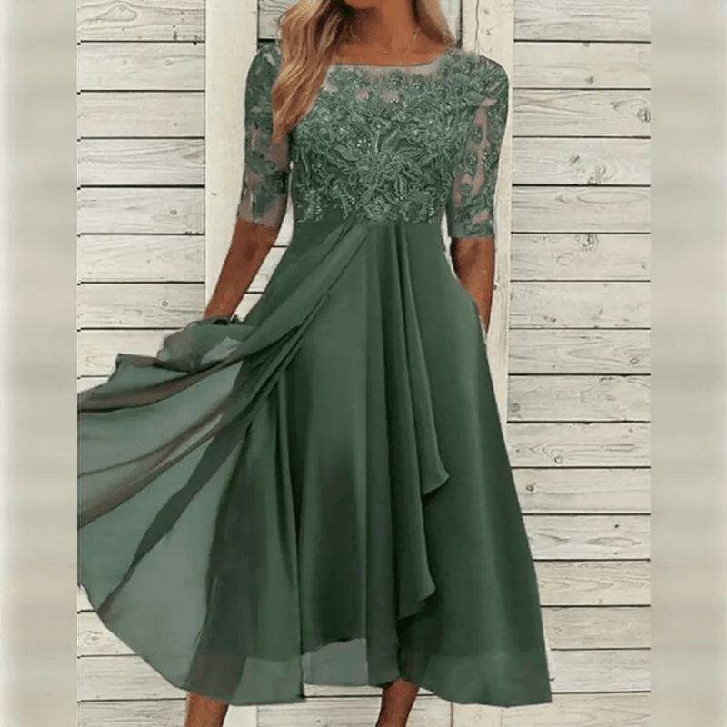 aria elegant midi dress with high waist for office and special occasions