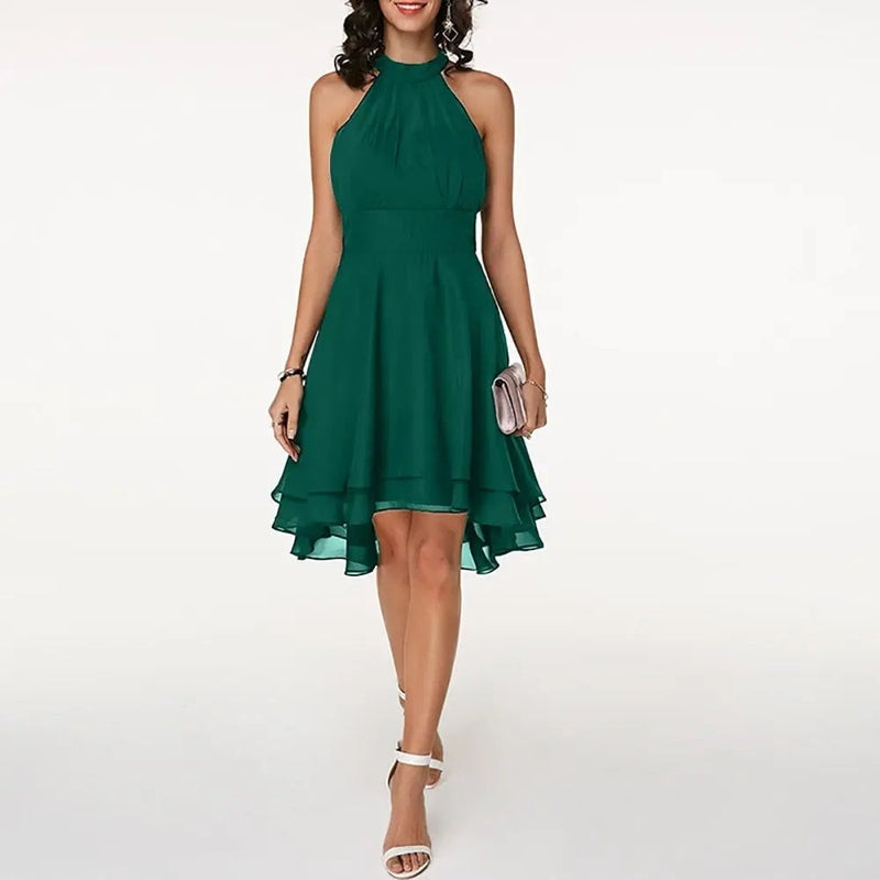 lyra elegant women's dress with charming ruffles for summer and formal occasions
