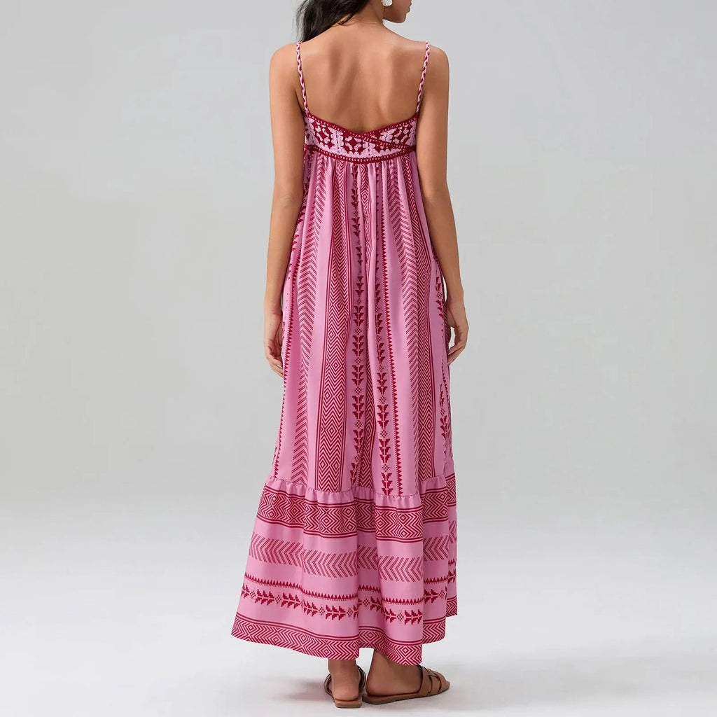 solara cascading maxi sundress with crocheted bodice for summer outings