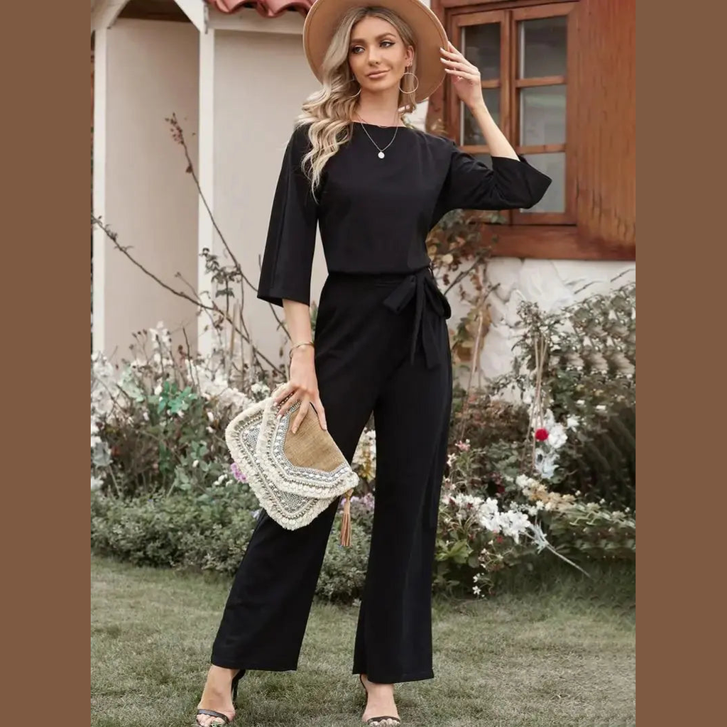 elara elegant women's belted jumpsuit for special occasions