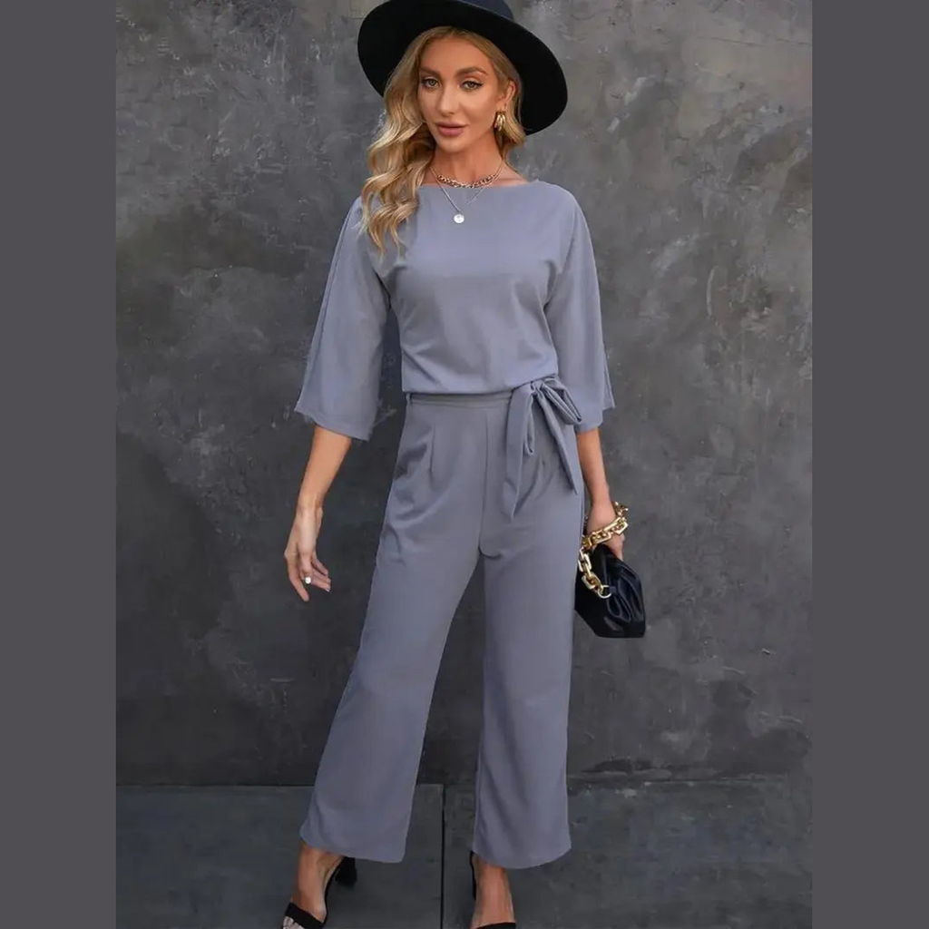 elara elegant women's belted jumpsuit for special occasions
