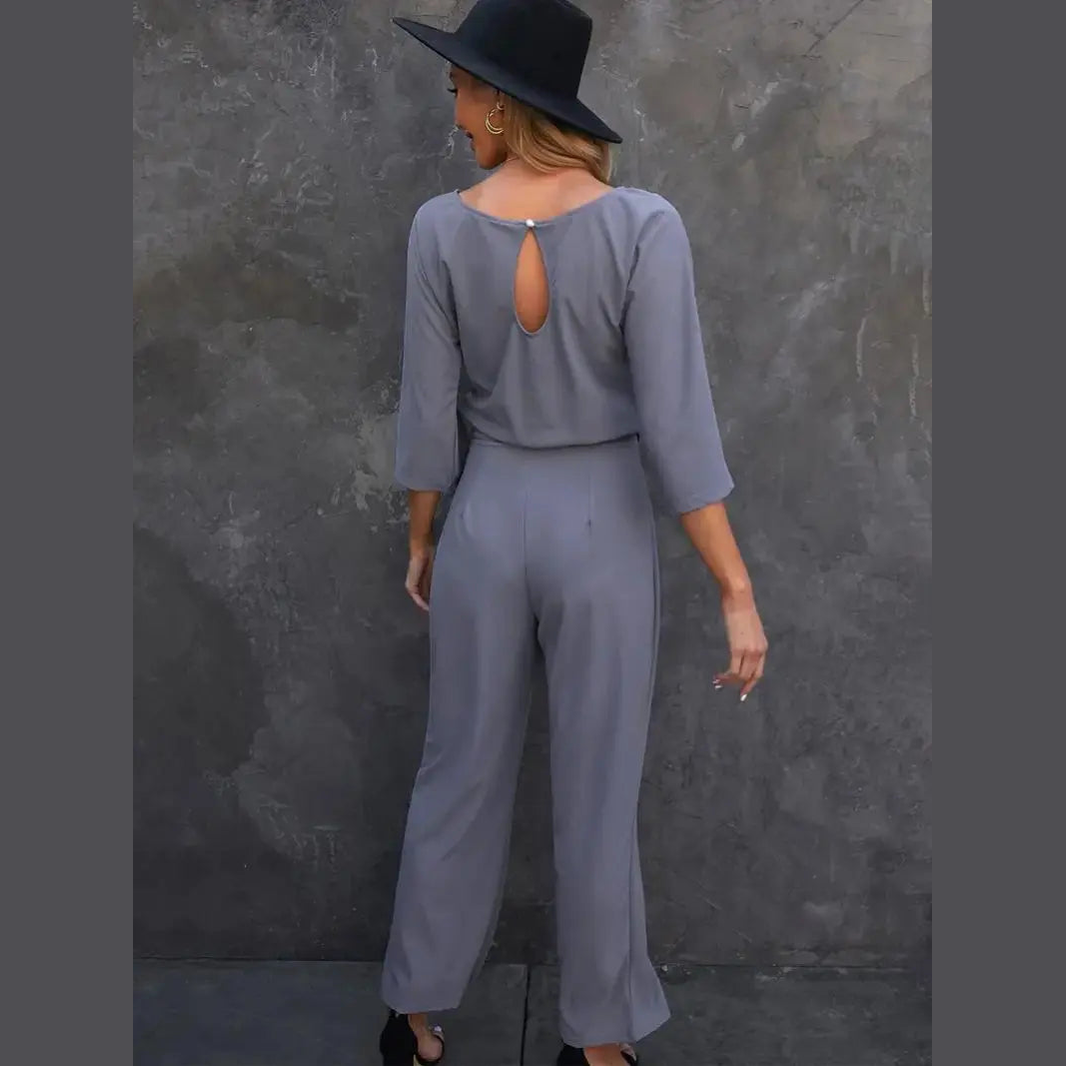 elara elegant women's belted jumpsuit for special occasions