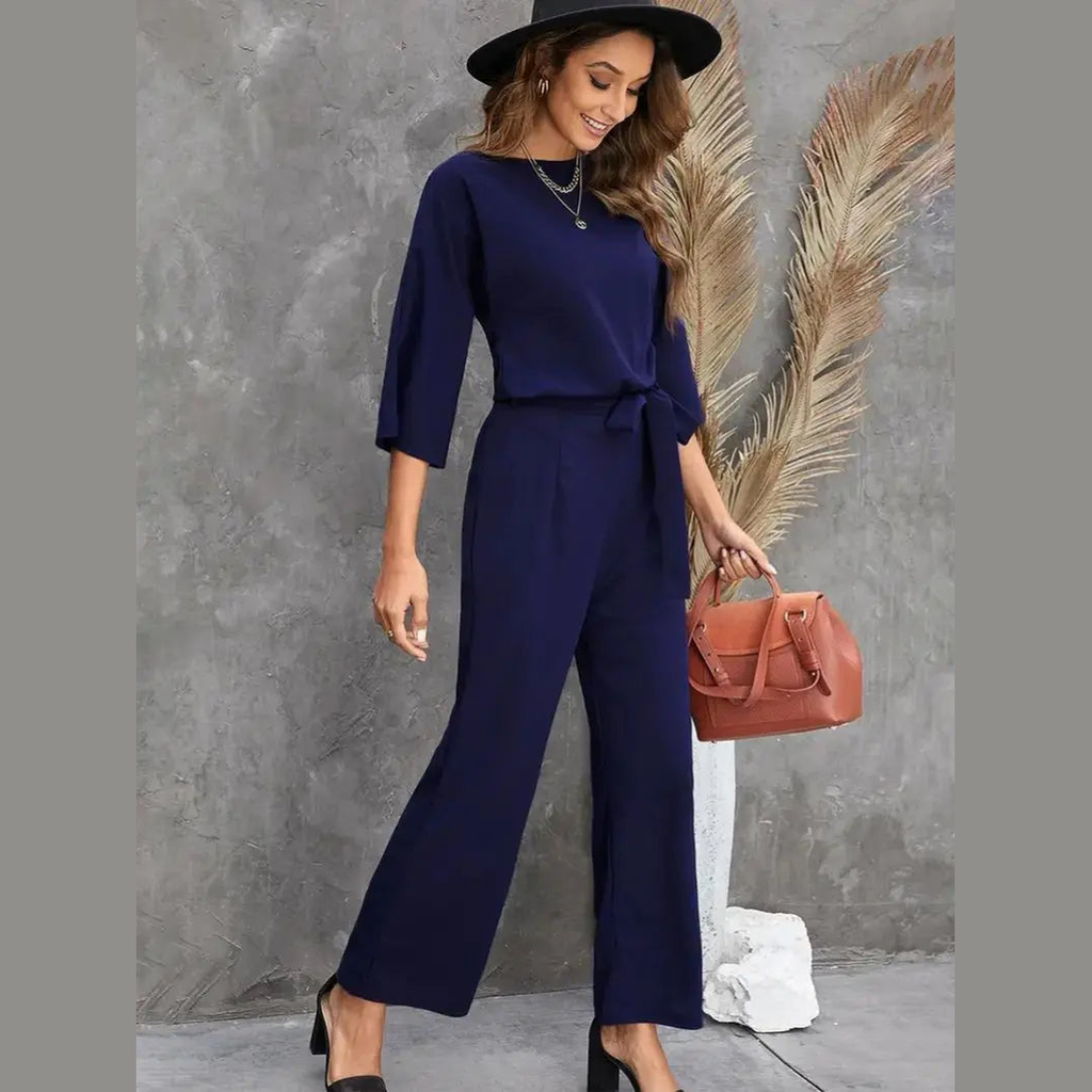 elara elegant women's belted jumpsuit for special occasions