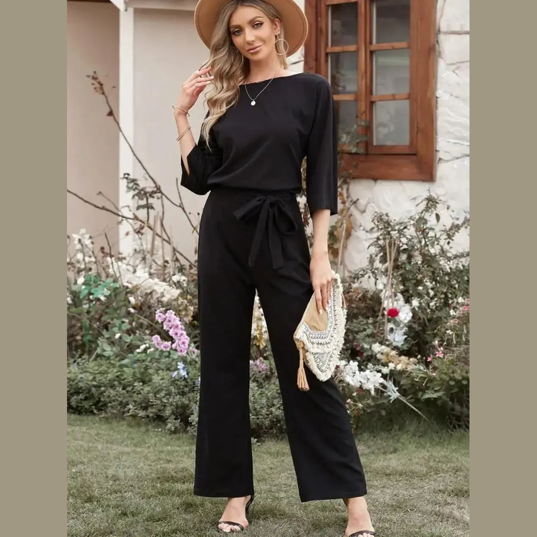 elara elegant women's belted jumpsuit for special occasions