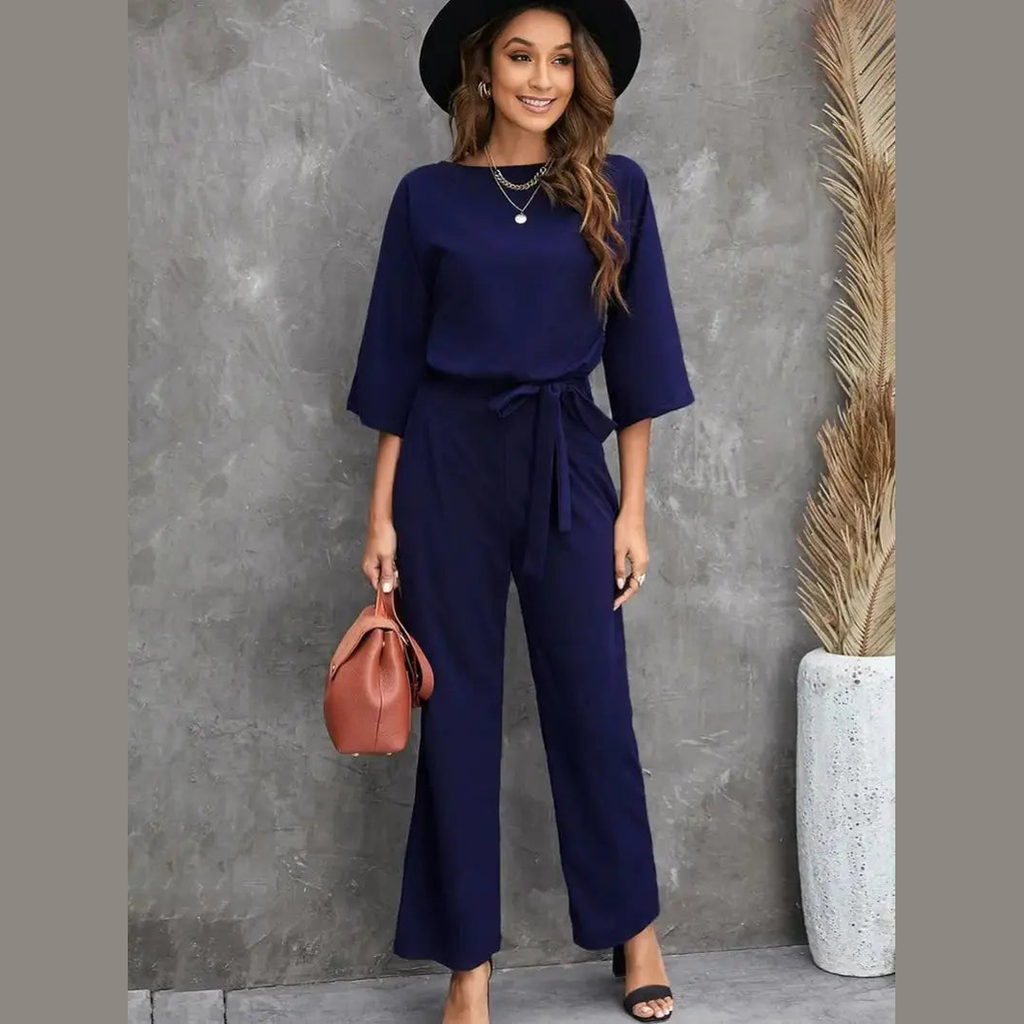 elara elegant women's belted jumpsuit for special occasions