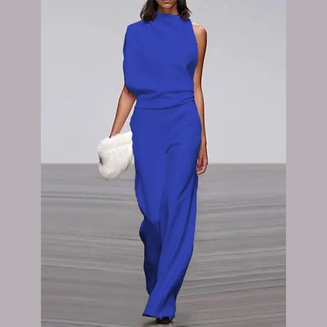 aria stylish women's jumpsuit with crew neck and wide leg for casual outings
