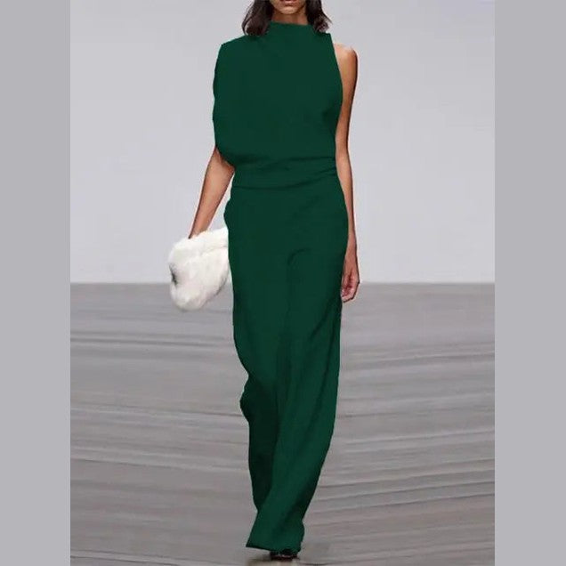 aria stylish women's jumpsuit with crew neck and wide leg for casual outings