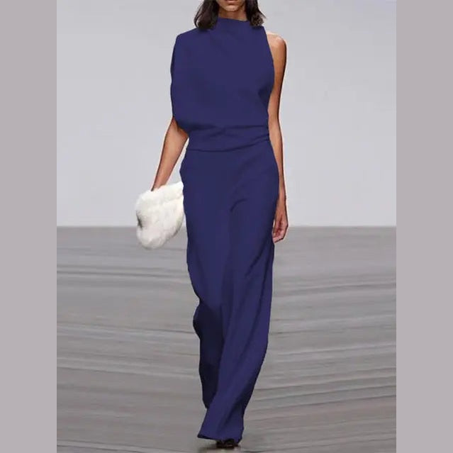aria stylish women's jumpsuit with crew neck and wide leg for casual outings