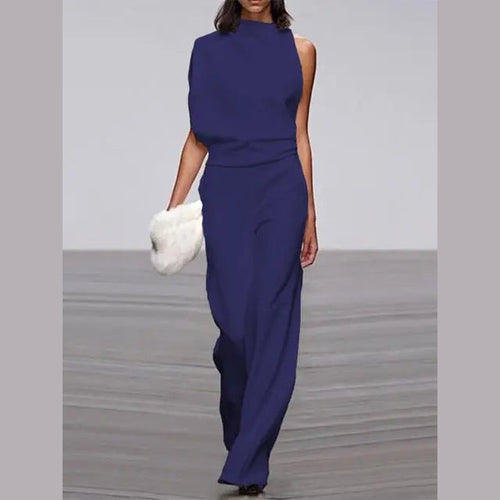 aria stylish women's jumpsuit with crew neck and wide leg for casual outings