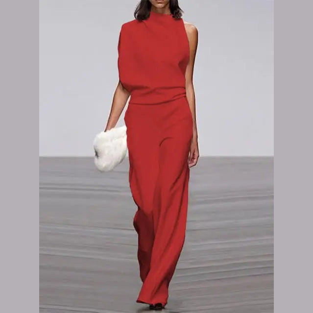 aria stylish women's jumpsuit with crew neck and wide leg for casual outings