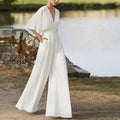 astra elegant jumpsuit for women with v neck and wide legs for summer style