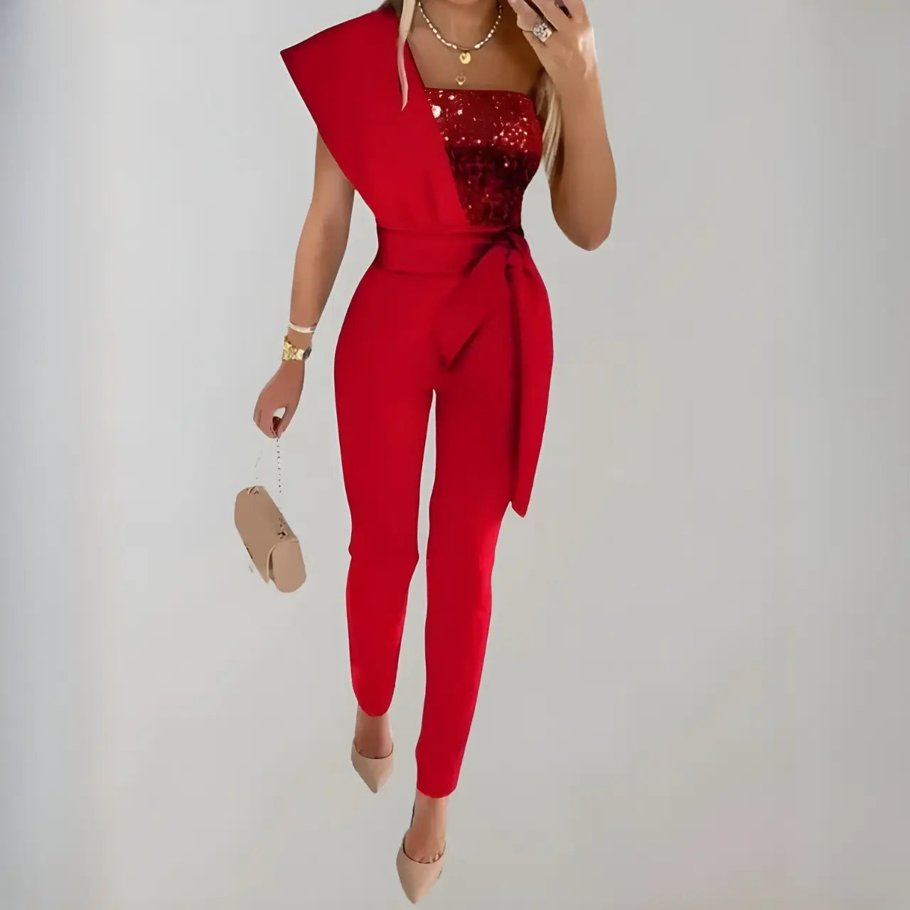 elara luxe jumpsuit with bow belt and sparkling details for formal occasions