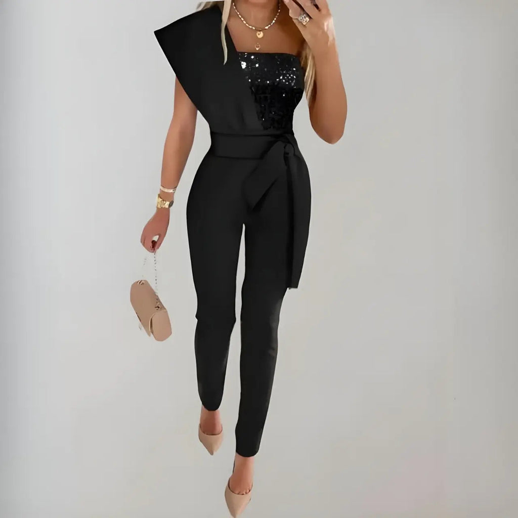 elara luxe jumpsuit with bow belt and sparkling details for formal occasions