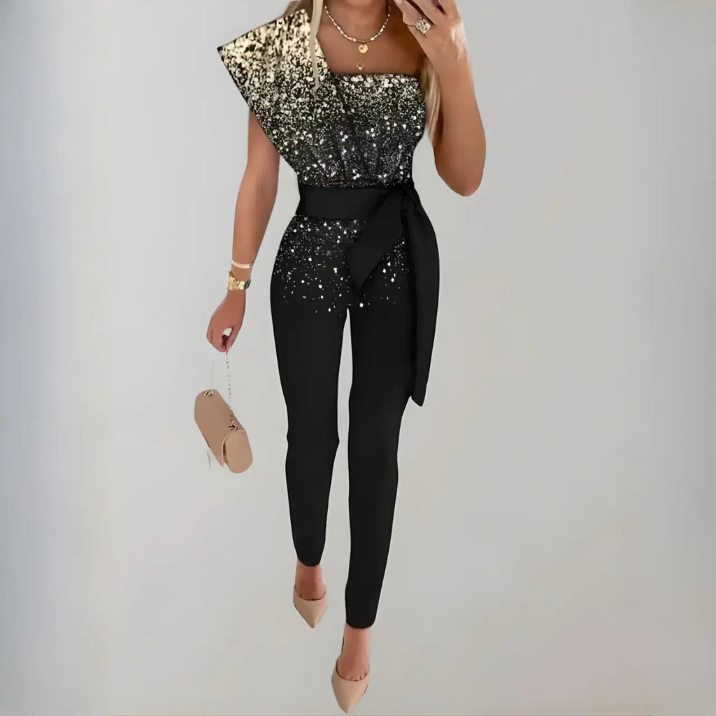 elara luxe jumpsuit with bow belt and sparkling details for formal occasions