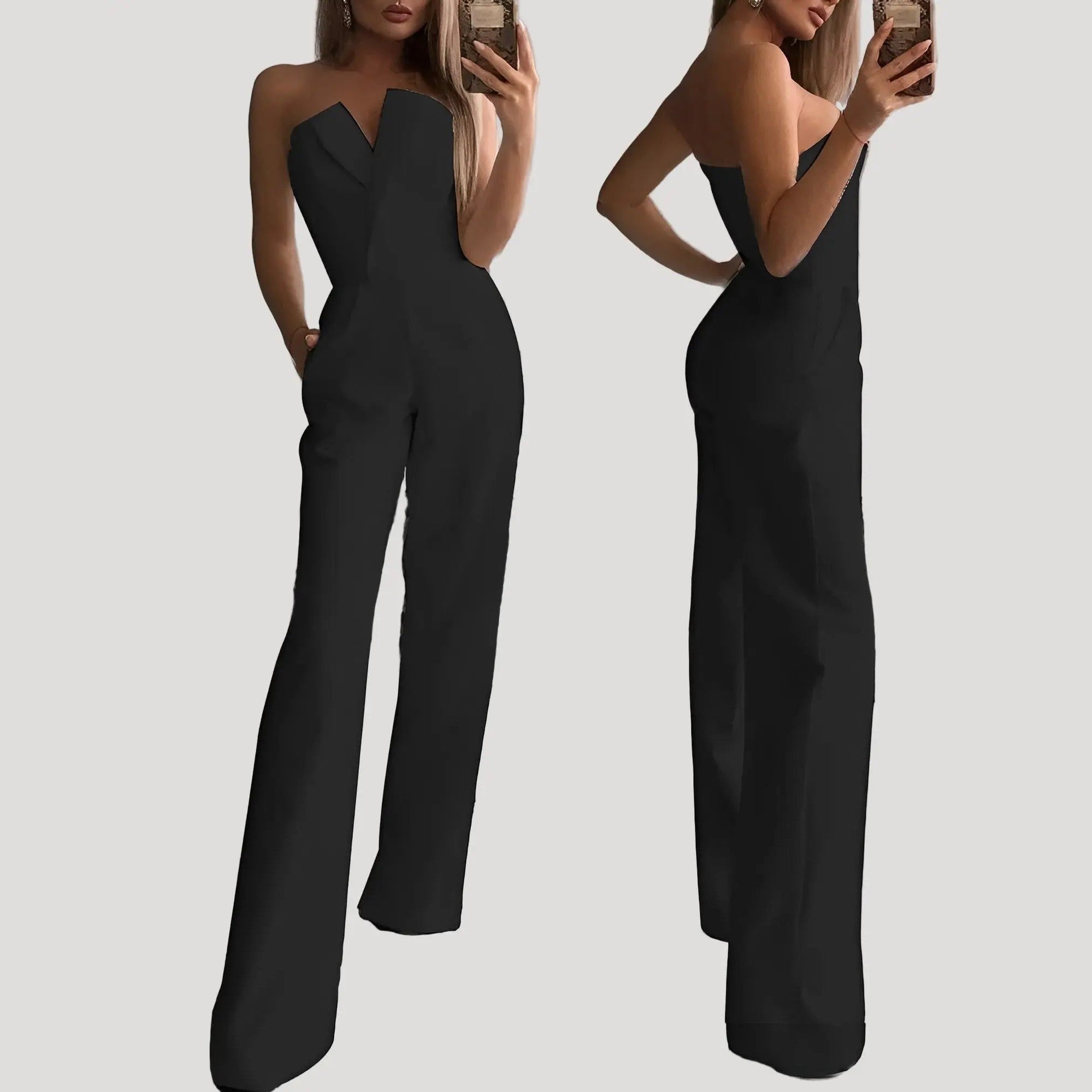 astra sleek sleeveless jumpsuit with v-neck for effortless style