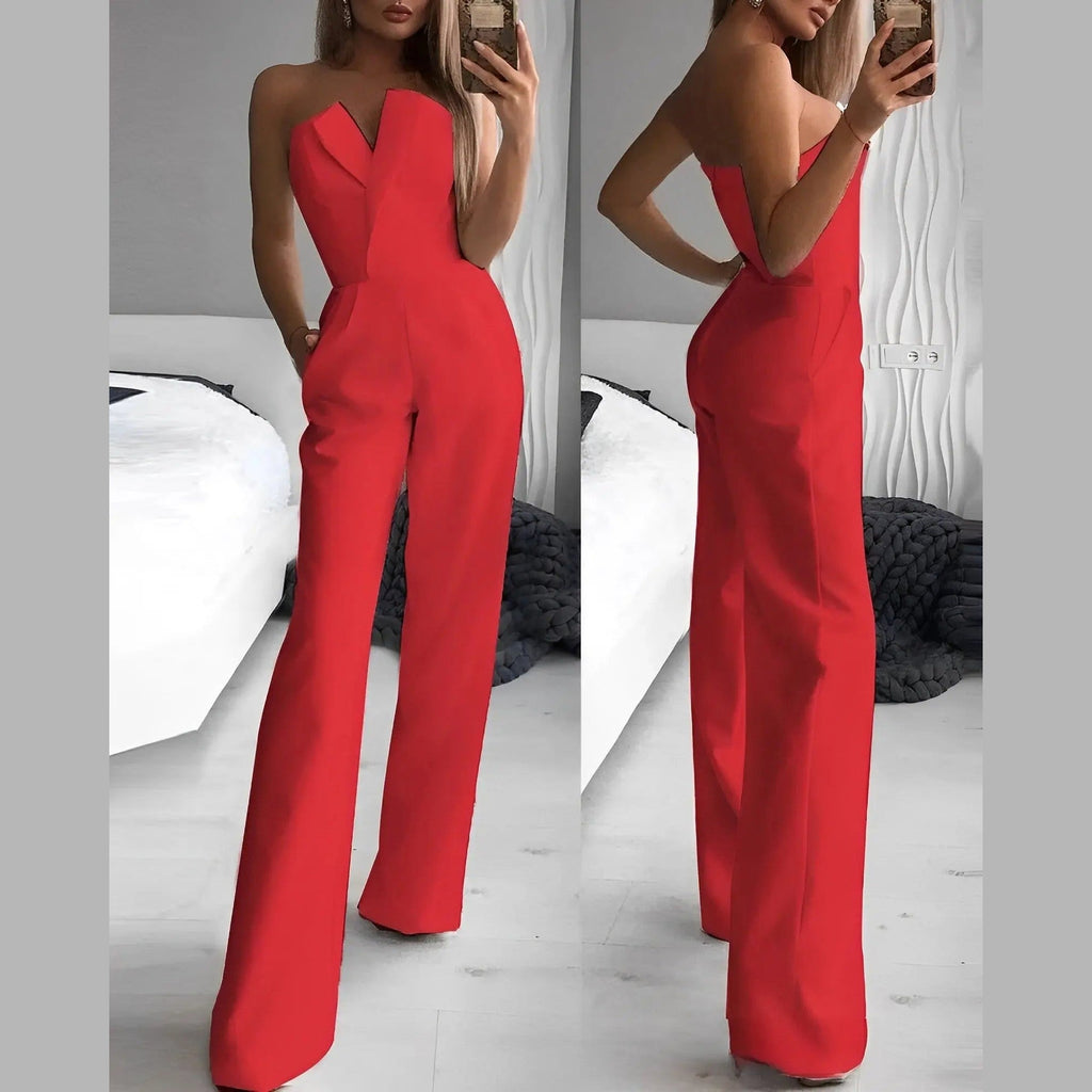 astra sleek sleeveless jumpsuit with v-neck for effortless style