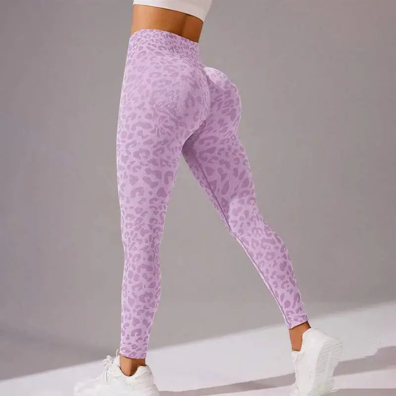 astra leopard print high-waist seamless yoga leggings for fitness and outdoors