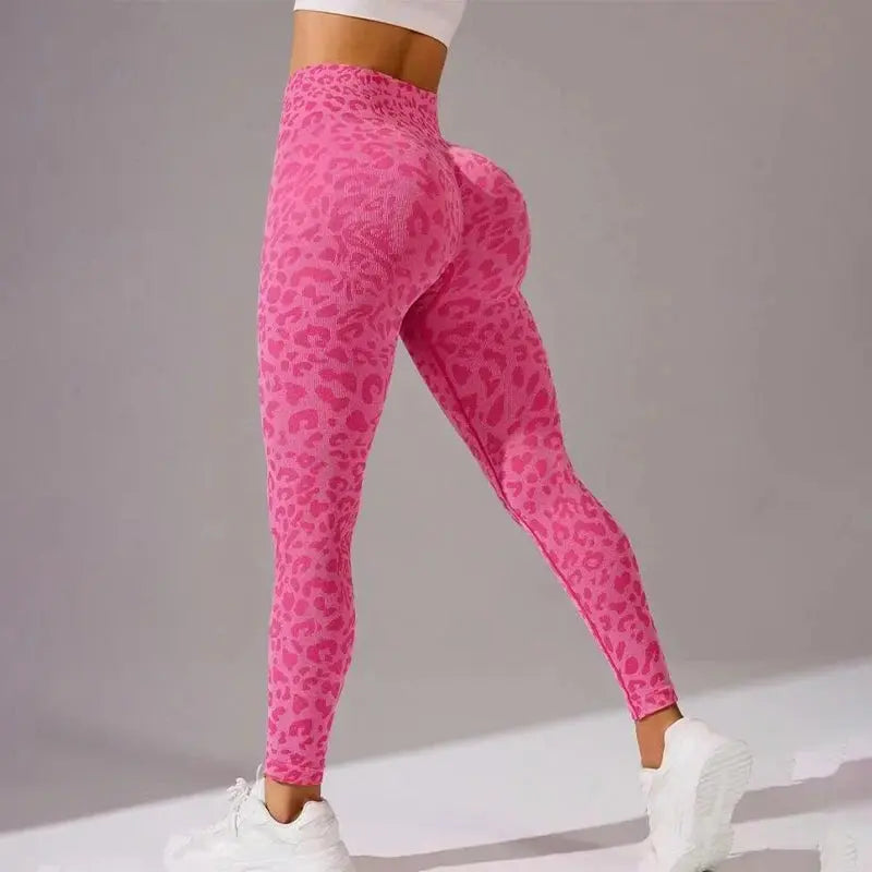 astra leopard print high-waist seamless yoga leggings for fitness and outdoors
