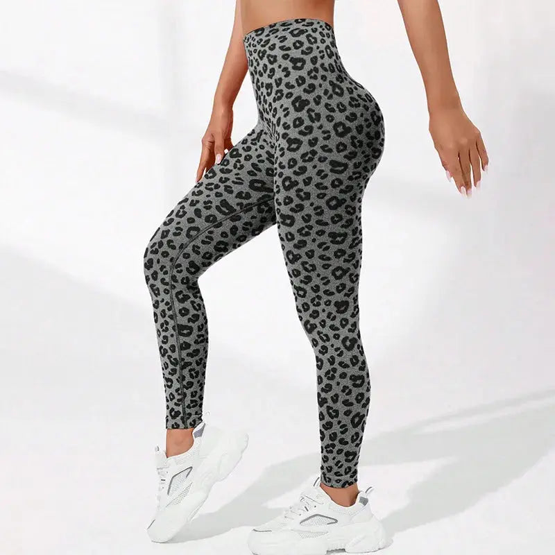 astra leopard print high-waist seamless yoga leggings for fitness and outdoors