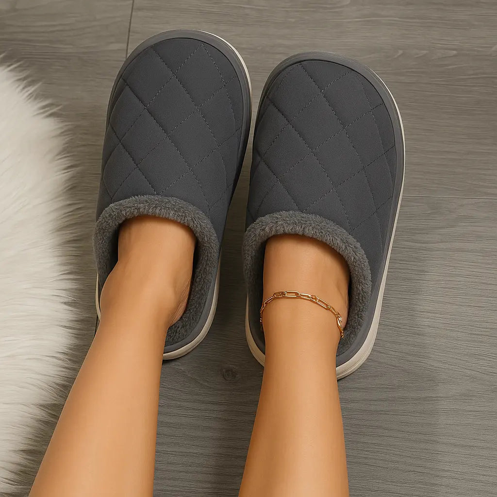 summit cloud plush waterproof winter slippers for men and women with non slip