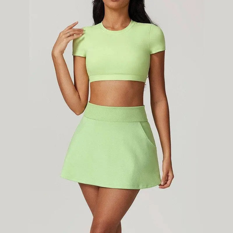 aurora rise women's crop top and skirt set for effortless athleisure chic