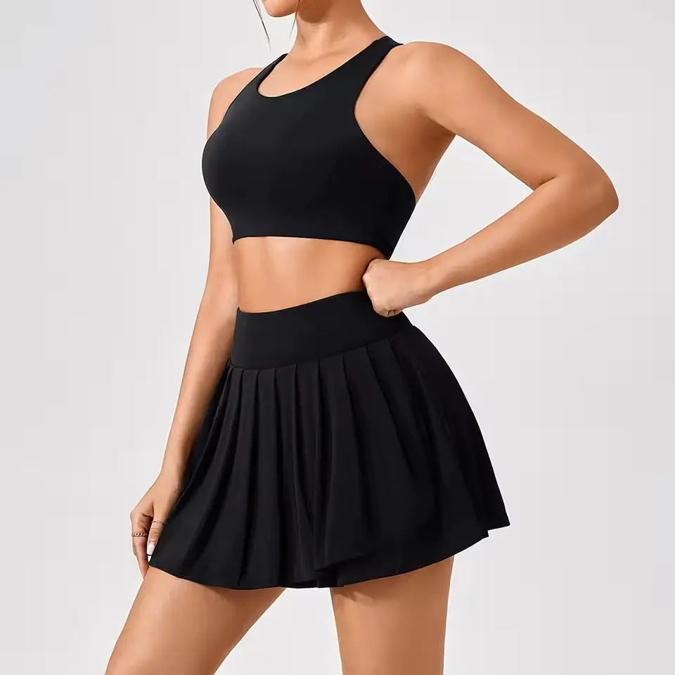 nova stylish wide shoulder top and skirt set for fitness and yoga enthusiasts