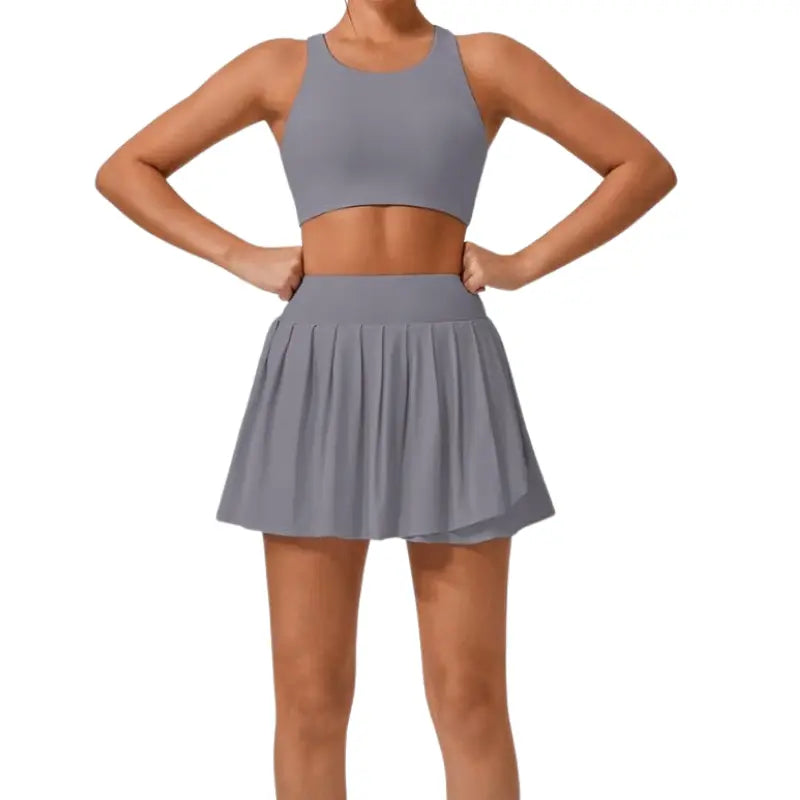 nova stylish wide shoulder top and skirt set for fitness and yoga enthusiasts