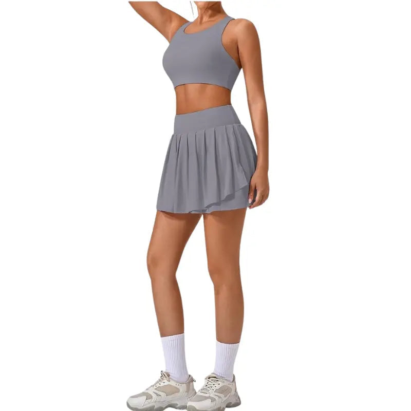nova stylish wide shoulder top and skirt set for fitness and yoga enthusiasts