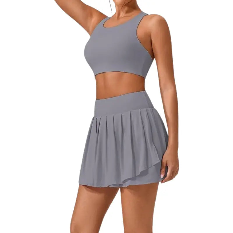 nova stylish wide shoulder top and skirt set for fitness and yoga enthusiasts